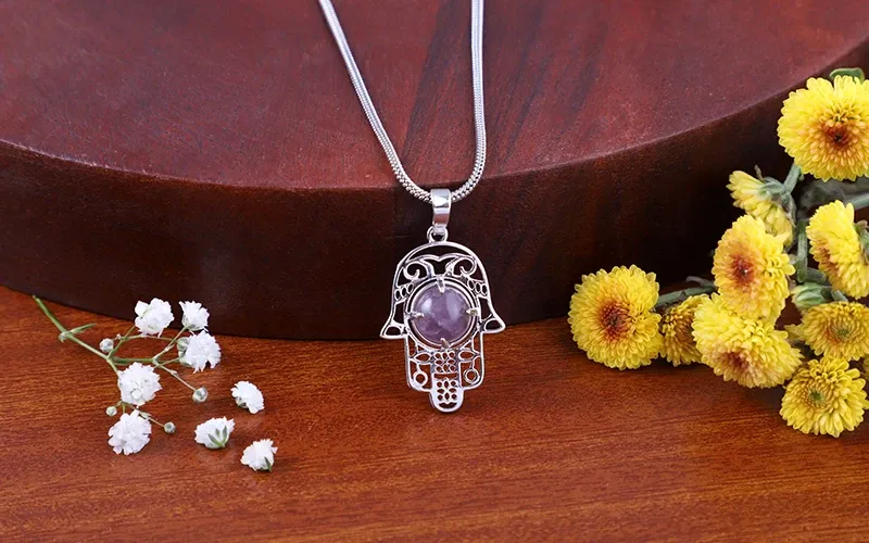 Amethyst Hamsa Pendant | Good Health Amethyst Hamsa Pendant | Good Health